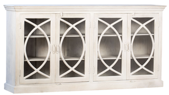Antique White 4 Doors Glass Door Sideboard Cabinet From Terra Nova Designs Los Angeles