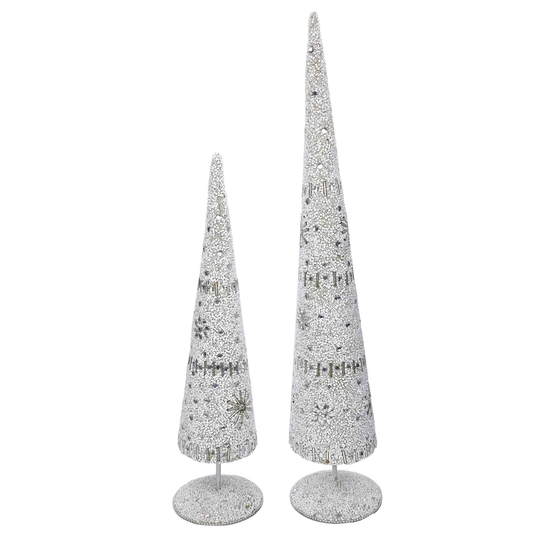 Enchanted Christmas Tree Duo Table Decor - White Color Top Decoration Handmade Decor- Farmhouse