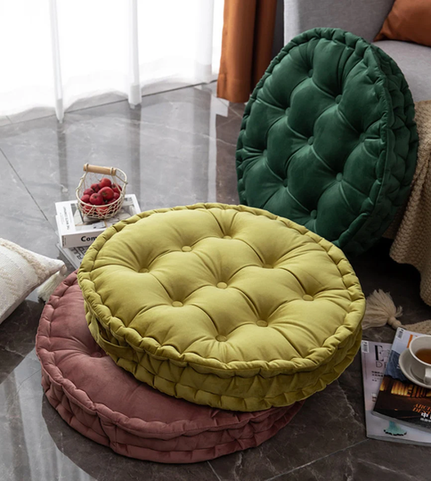 Velvet Cushion-Sofa Cushion-Round Cushion-Velvet Floor Cushion-Pumpkin CushionVelvet Pouf-Throw Pillow-Pleated Pillow-Home Decor