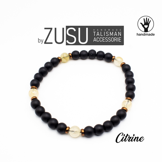 Mens Bracelet With Black Onyx & Citrine Gemstone, Minimalist Bracelet, November Birthstone Gift For Him, Xmas