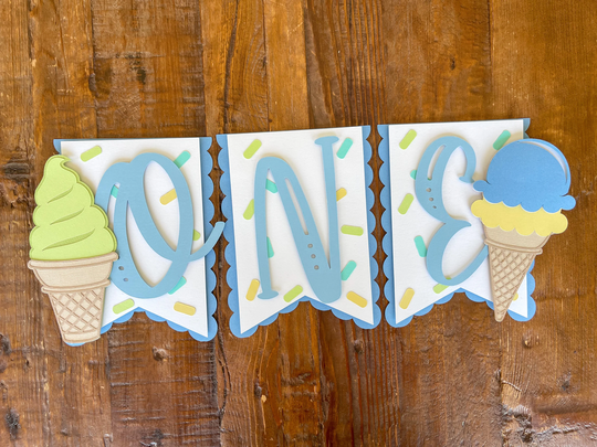 Ice Cream High Chair Banner - First Birthday Party Decoration
