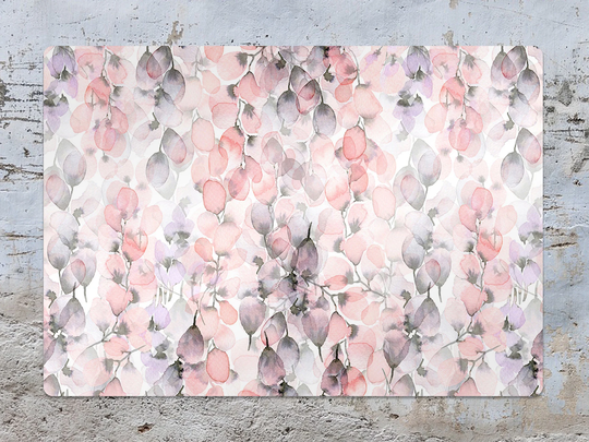 Watercolor Petals Chair Mat, Pink Vinyl Floor Gray Protective Floral Splat Pad, Flooring, Kids Room Decor