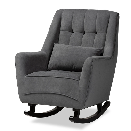 Elisa Modern and Contemporary Grey Upholstered Wood Rocking Chair