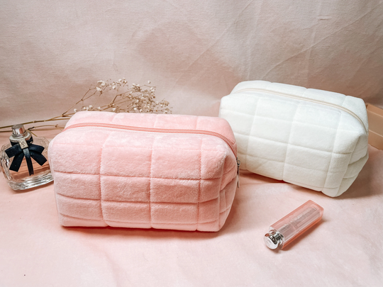 Velvet Pencil Case & Toiletry Bag With Patches