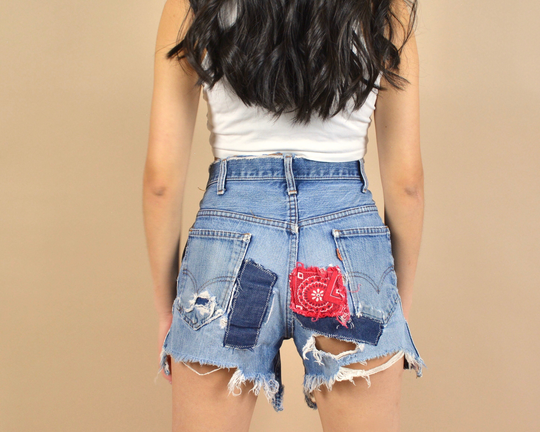 Levi's Big E 70S Patchwork Denim Cutoff Shorts