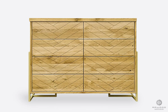 Highboard 8 Drawers Oak Sideboard Industrial Handmade Furniture Solid Wood Storage Kommode Eiche Holz Schubladen Carin I