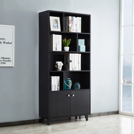 68" Bookcase with 2 Doors Bookshelf