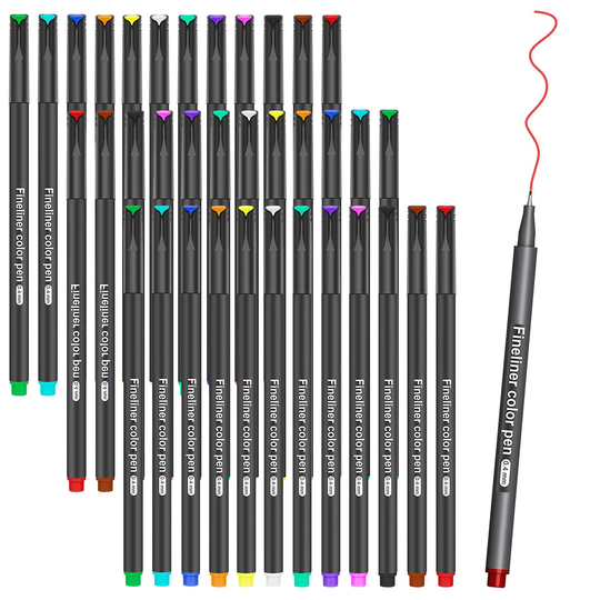 36 Color Fineliner Pens Set, Colored Sketch Writing Drawing For Journal Planner Note Taking & Coloring Book, Art Crafts Scrapbooks