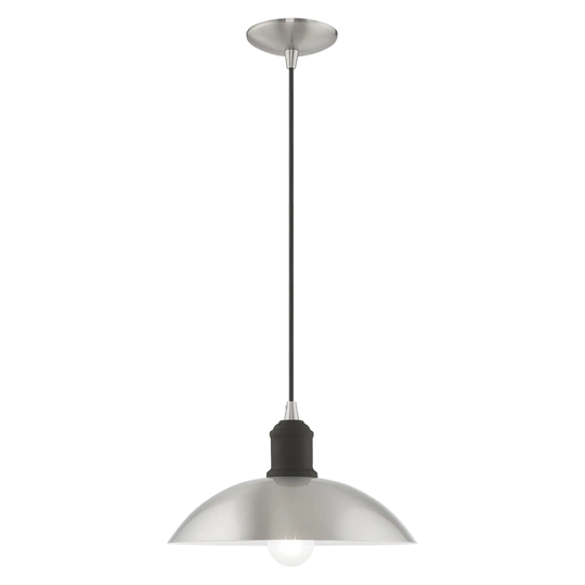 Livex Lighting Metal Shade 1-Light Mini Pendant - 12.5"Dia. x 11.25"-70"Adj. H - 12.5"Dia. x 11.25"-70"Adj. H