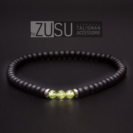 Mens Peridot Bracelet, Minimalist Black Beaded Bracelet For Men, Gemstone Stretch Bracelet Men, Boyfriend Gift, Gifts For
