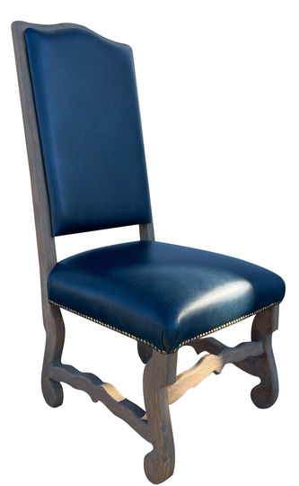 4 South Western Navy Blue Genuine Cowhide Leather High Back Traditional Dining Chair Set Of Four