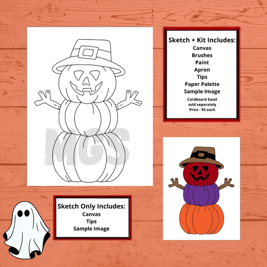 Pumpkin Iv/Pre-Drawn Canvas Pre-Sketched Outlined Sip & Paint Kit Diy Party Halloween Holiday