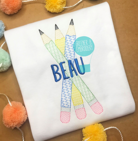 Boy Back To School Shirt/Pencil Embroidery Applique 1st Day Of First Kindergarten Pre K Outfit