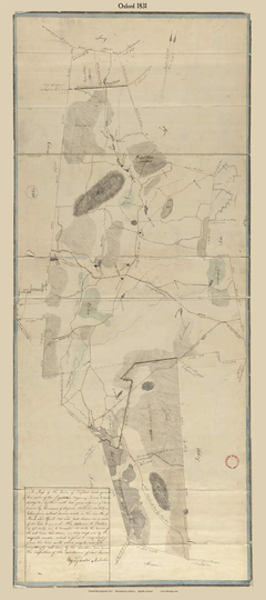 Oxford 1831 Town Plan - Old Roads Reprint Restored Massachusetts Archives Ma