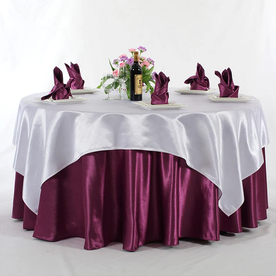 White Satin Table Overlay 58''x58''