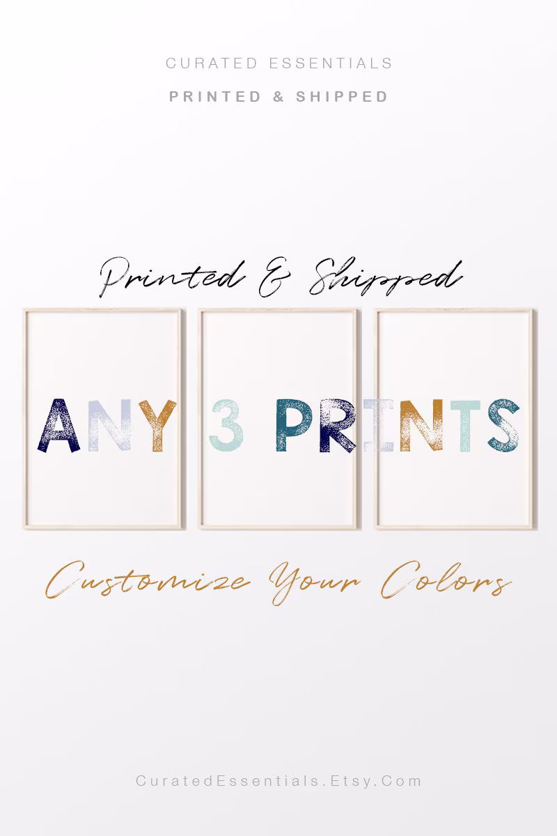 Customize Your Colors Set Of 3 Prints, Choose Any Prints From My Shop To Print, Mailed Nursery Decor, Printed & Shipped