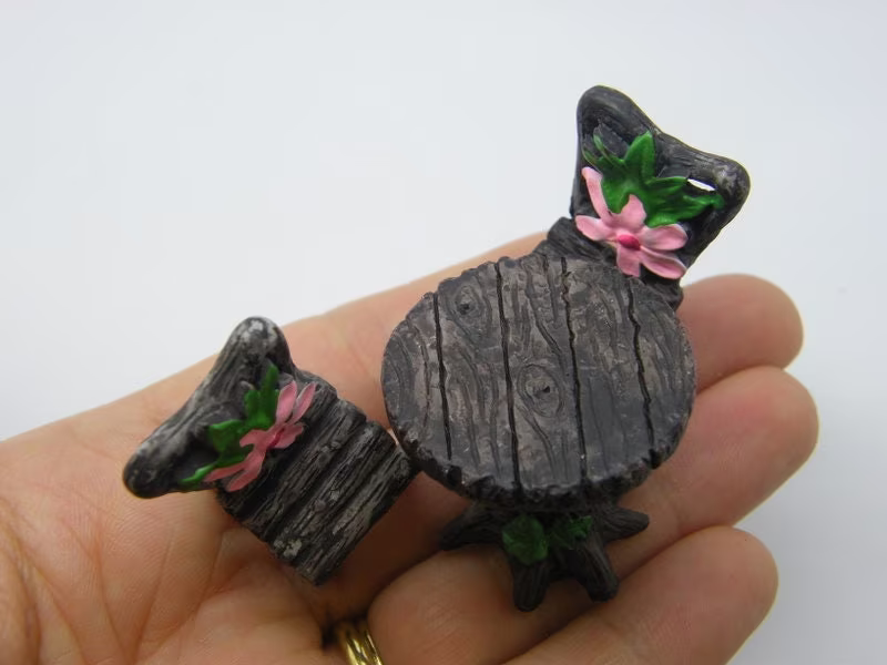 1 Furniture Table Chairs Set Fairy Garden Miniature P4