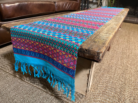 Guatemalan Handwoven Long Table Runner, Handmade Mayan Cloth Textile, Artisan Made, Home Decor
