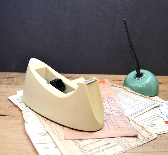 Vintage Scotch Tape Dispenser Soft Yellow Home Office Retro