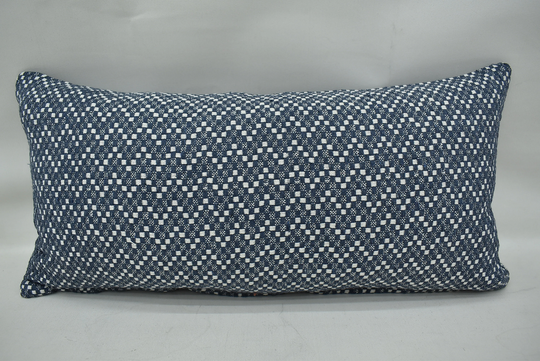 Cotton Pillow, Sofa Turkish Cushion Cover, Camping Both Sided Navy Blue 12x24 Mn30x60-679