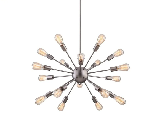 Modern Chandelier Lighting, Industrial Pendant Light, 18-Light Dining Room Pendant, Living Chandelier, Brushed Nickel
