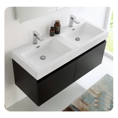 Senza Mezzo 48'' Wall-Mounted Double Bathroom Vanity Set