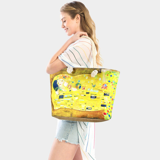 The Kiss By Gustav Klimt Print Beach Tote Bag