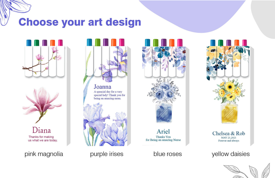 Personalized 5-Color Gel Pen Gift Set, Cute Pen, Pretty Flower Pen Set, Plant Lovers Gift, Custom Pens