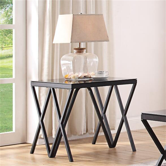 Coffee Table End Table Living Room Table No Storage in Black & Glass