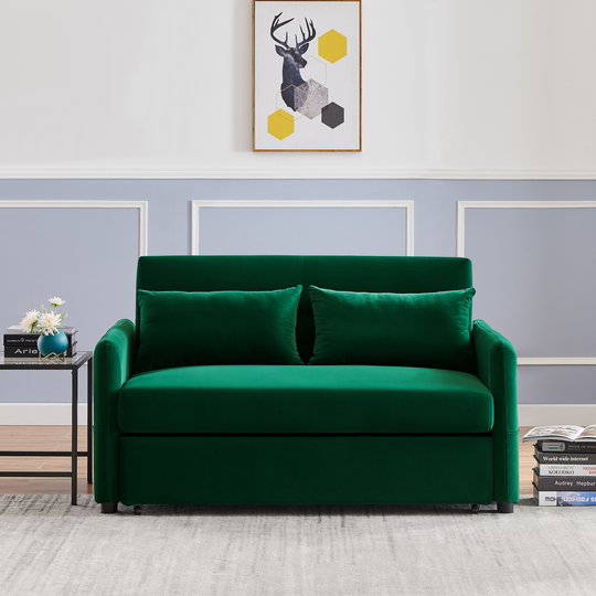 Leisure Dutch Velvet Loveseat Sofa Adjustable Convertible Sleeper Size Bedroom Recliner Sleeper Sofa Bed with Rubber Wheels