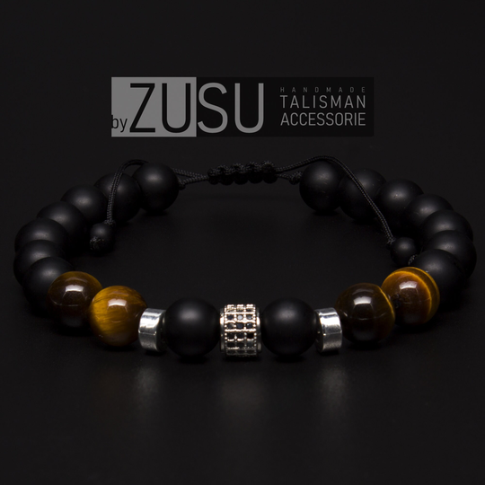 Tigers Eye & Black Onyx Bracelet, Mens Gift, Anniversary Gift, Protection, Powerful, Jewelry, Best For Boyfriend