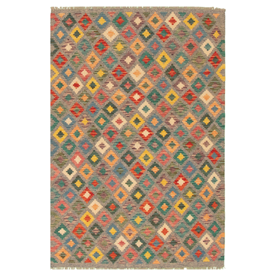 ECARPETGALLERY Flat-weave Bold and Colorful Multi Color Wool Kilim - 5'0 x 6'6