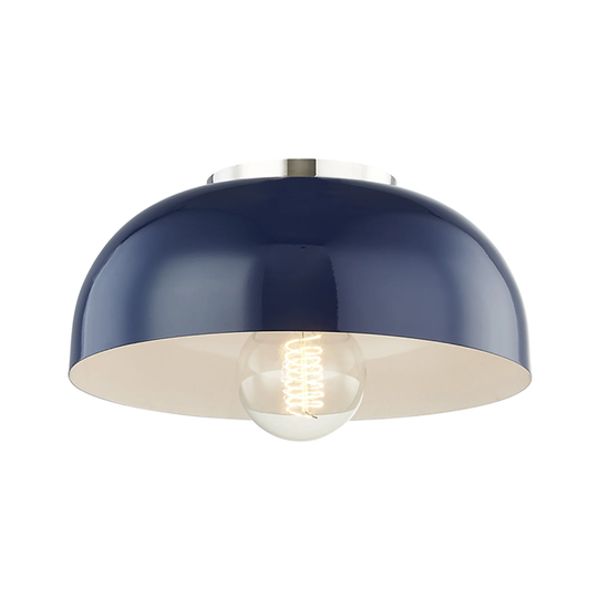Mitzi by Hudson Valley Avery 1-light Polished Nickel Small Semi Flush, Navy Metal