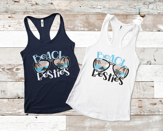 Sunglasses Beach Besties Shirt, Holiday Tank Top, Girls Vacation Beaches Booze Besties, Weekend Squad Best Friends Trip
