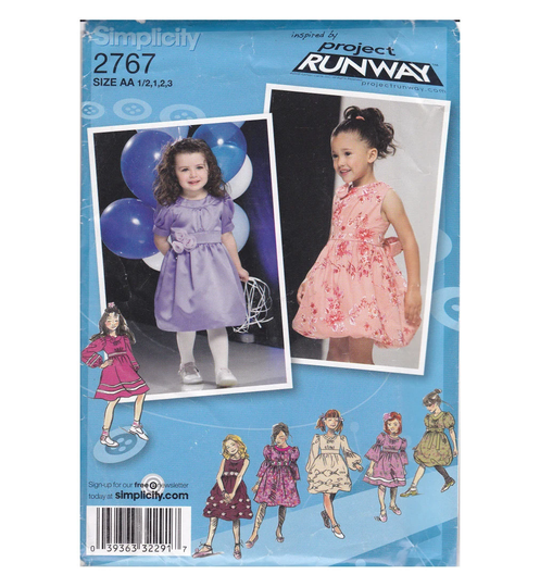 Little Girl's Pageant Formal Party Flower Girl Dress Pattern Special Event Bridal Project Runway Simplicity 2767 Size Aa 1/2 1 2 3
