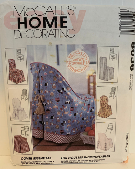 Vintage 90S Mccall's 8036 Chair Covers Seat For Standard Chairs Craft Sewing Pattern Home Decor Slip Wedding Uncut Ff