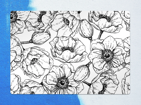 Black & White Flowers Chair Mat, Protective Splat Plants Vinyl Floor Office Decor, Flooring