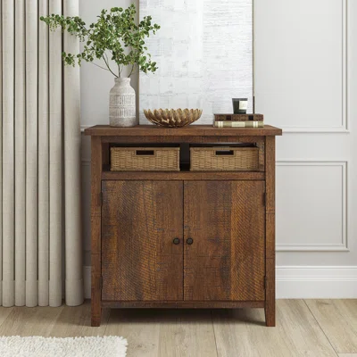 Solid Wood Sideboard With 2 Doors And Open Space