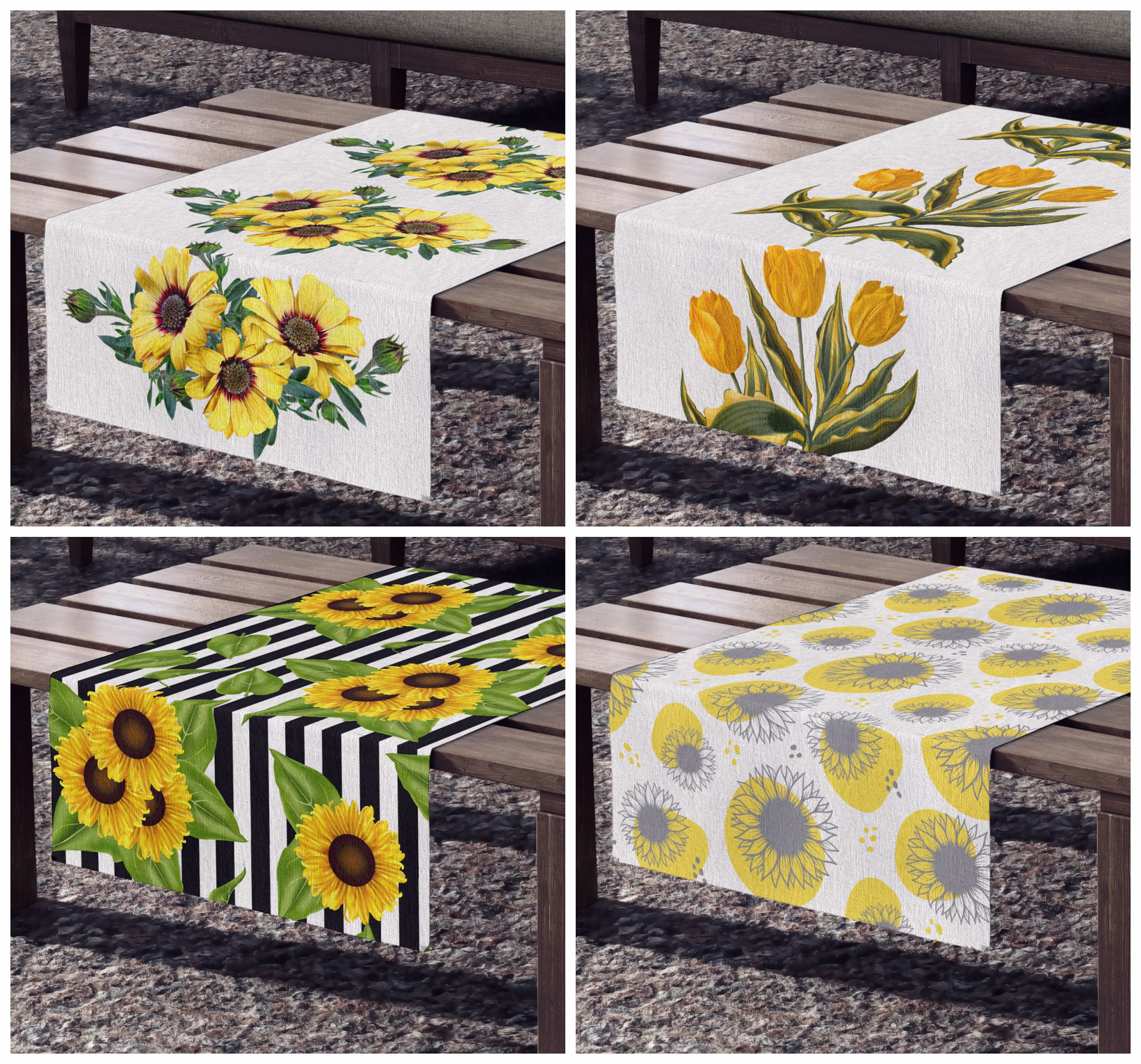 Yellow Floral Table Runner|Outdoor Sunflower Runner|Yellow Decor|Yellow Home Decor|Sunflower Kitchen Decor|Floral Theme