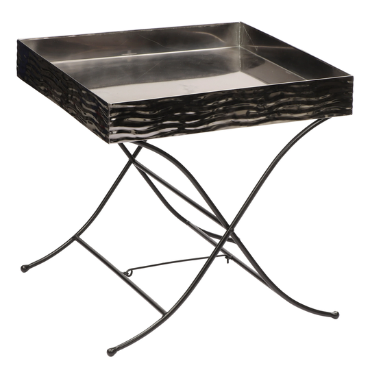 H Potter Side End Table Cozy Room Decor Black Nickel Finish Porch Patio Pool Deck Indoor Outdoor Square Living Kitchen Small Spaces