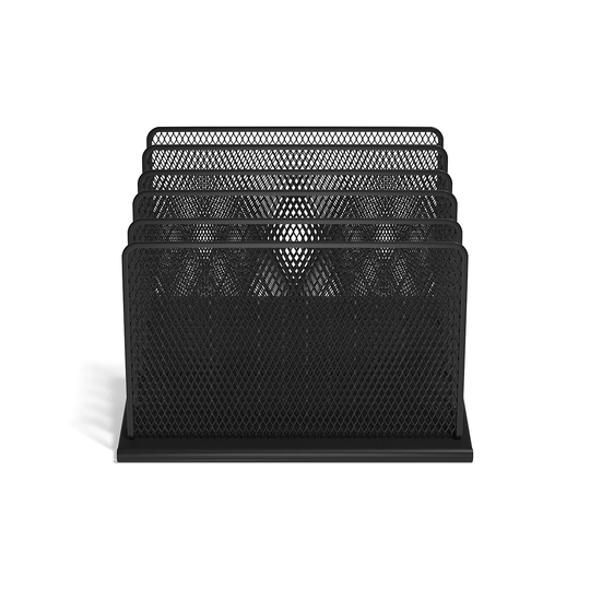 TRU RED 5-Compartment Matte Black Wire Mesh File Organizer - 10.83" x 11.65" x 7.72"