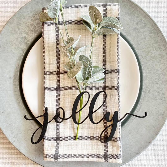 Christmas Table Decor - Holiday Place Card Settings Dining Wooden Setting Cutouts Room