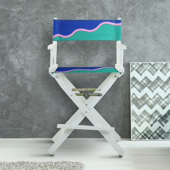 24" Director's Chair White Frame-Wavy Wave - 23"W x 19"D x 39.5"H