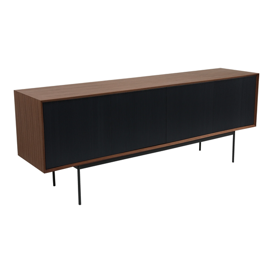 Aurelle Home Walnut and Black Modern Corduroy Sideboard
