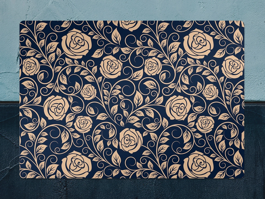 Exclusive Vintage Roses Chair Mat, Navy Splat Beige Vinyl Floor Floral Protective Pvc Office Room Rug, Comfort Mat
