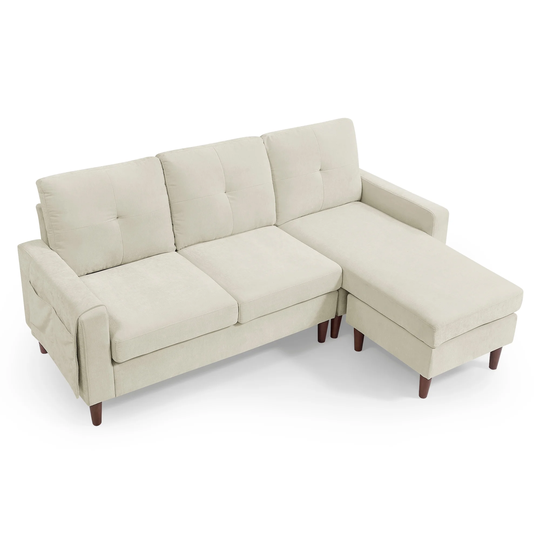 Convertible Sectional Sofa Couch with Removable Cushions and Pocket