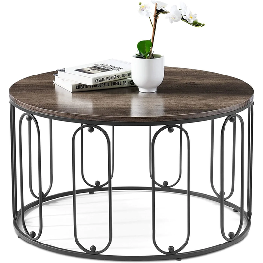 Ivinta Modern Round Coffee Table for Living Room, White Tables with Marble Finish