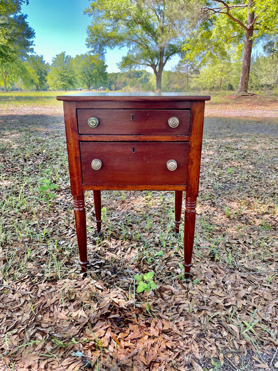 Antique Sheraton Side Table, End Table, Wood Furniture, Antique Traditional Decor, Wood Brass Knobs
