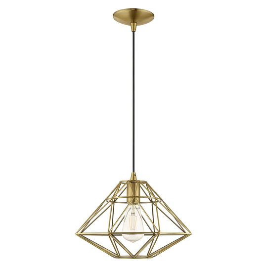 Livex Lighting Geometric Shade 1-Light Mini Pendant - 13.5"Dia. x 13"-75"Adj. H