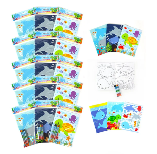Ocean Turtle Sea Life Party Coloring Books With Crayons Favors